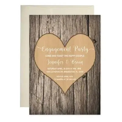 Carved Tree Engagement Invitations - iCustomLabel