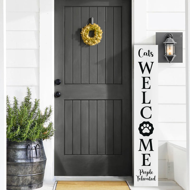 Cat Outline Welcome Sign - iCustomLabel