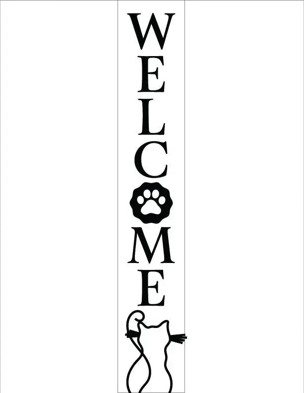 Cat Outline Welcome Sign - iCustomLabel