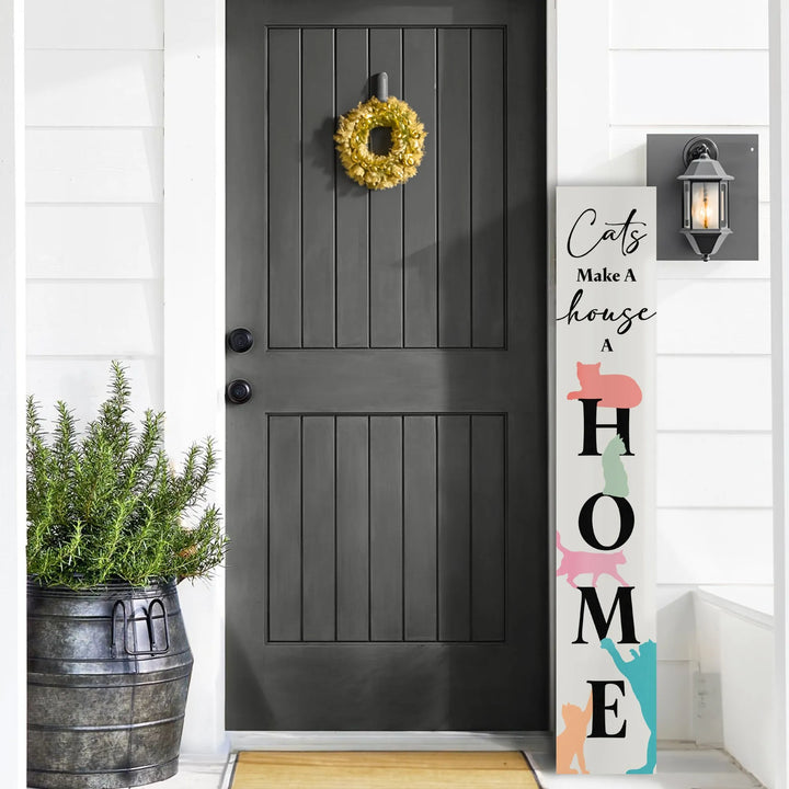 Cats Make A Home Porch Leaner Welcome Sign - iCustomLabel