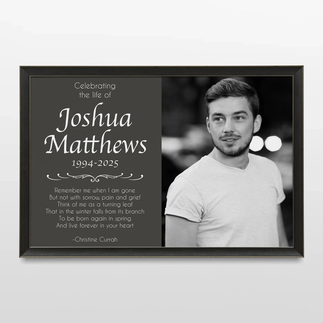 Celebrating The Life Memorial Photo Poster with Gray Background