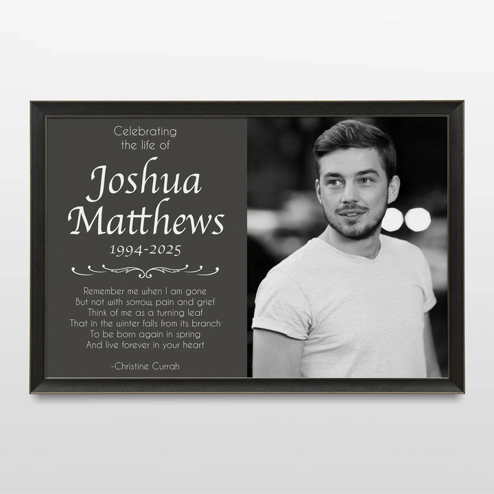 Celebrating The Life Memorial Photo Poster with Gray Background