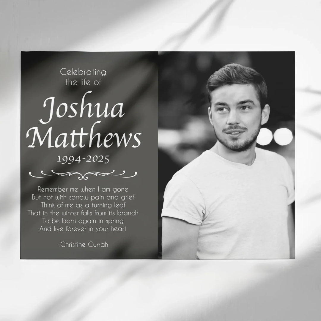 Celebrating The Life Memorial Photo Poster with Gray Background