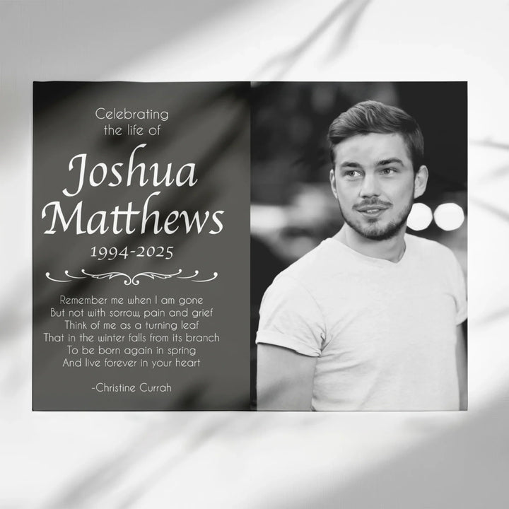 Celebrating The Life Memorial Photo Poster with Gray Background