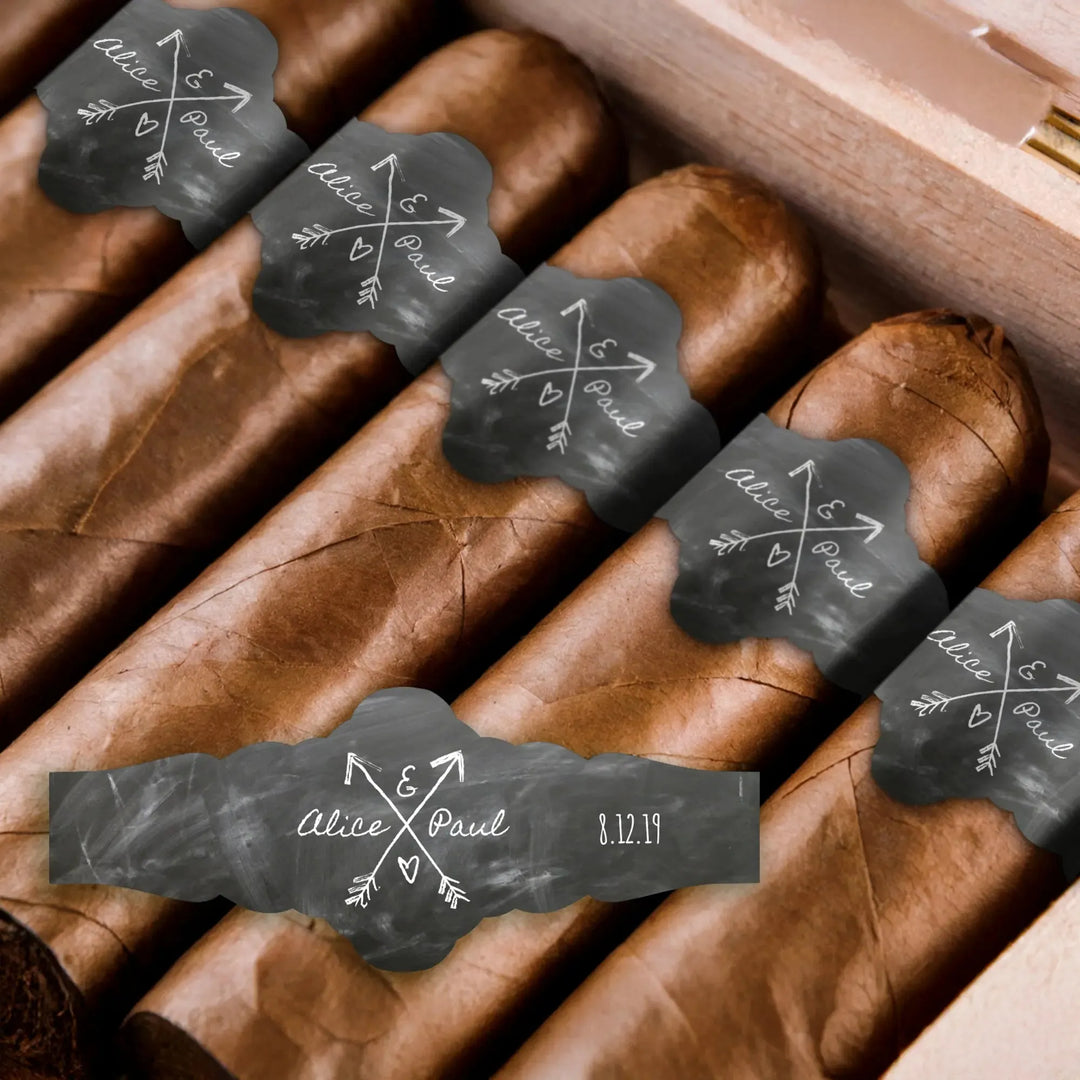 Chalkboard Arrows Wedding Cigar Bands - iCustomLabel