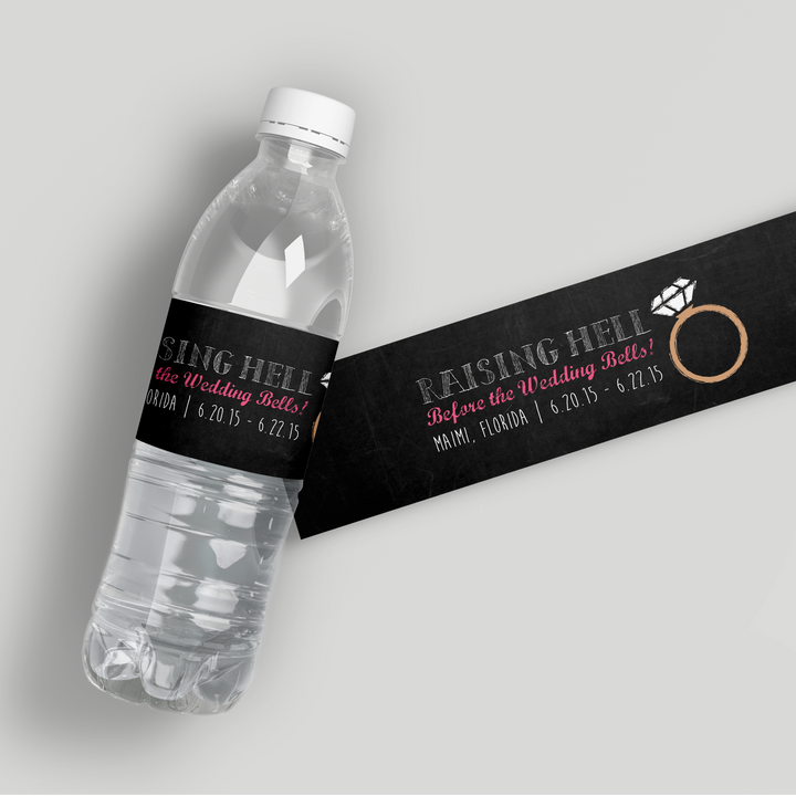 Chalkboard Bachelorette Water Bottle Labels