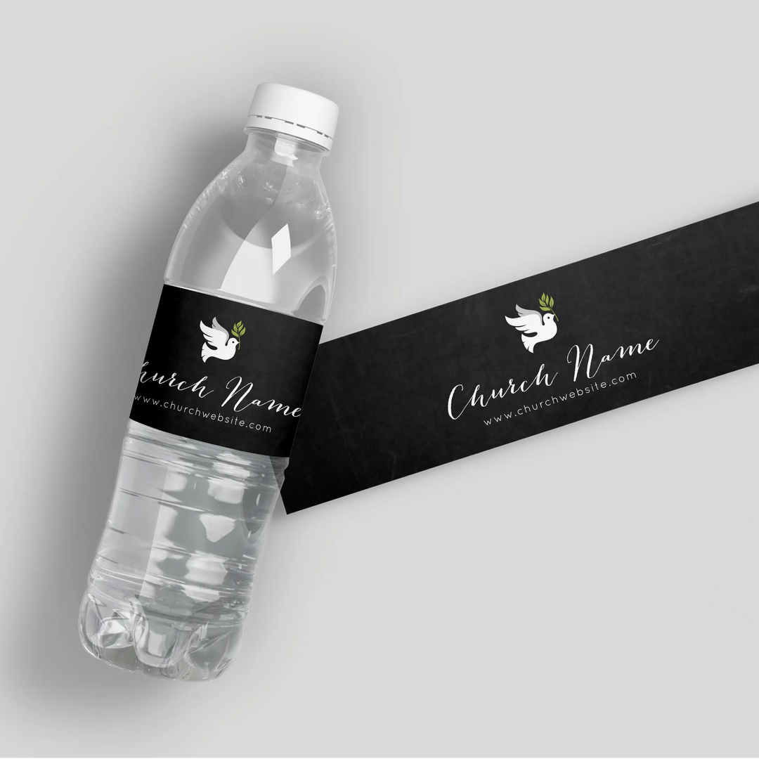 Chalkboard Church Water Bottle Labels - iCustomLabel