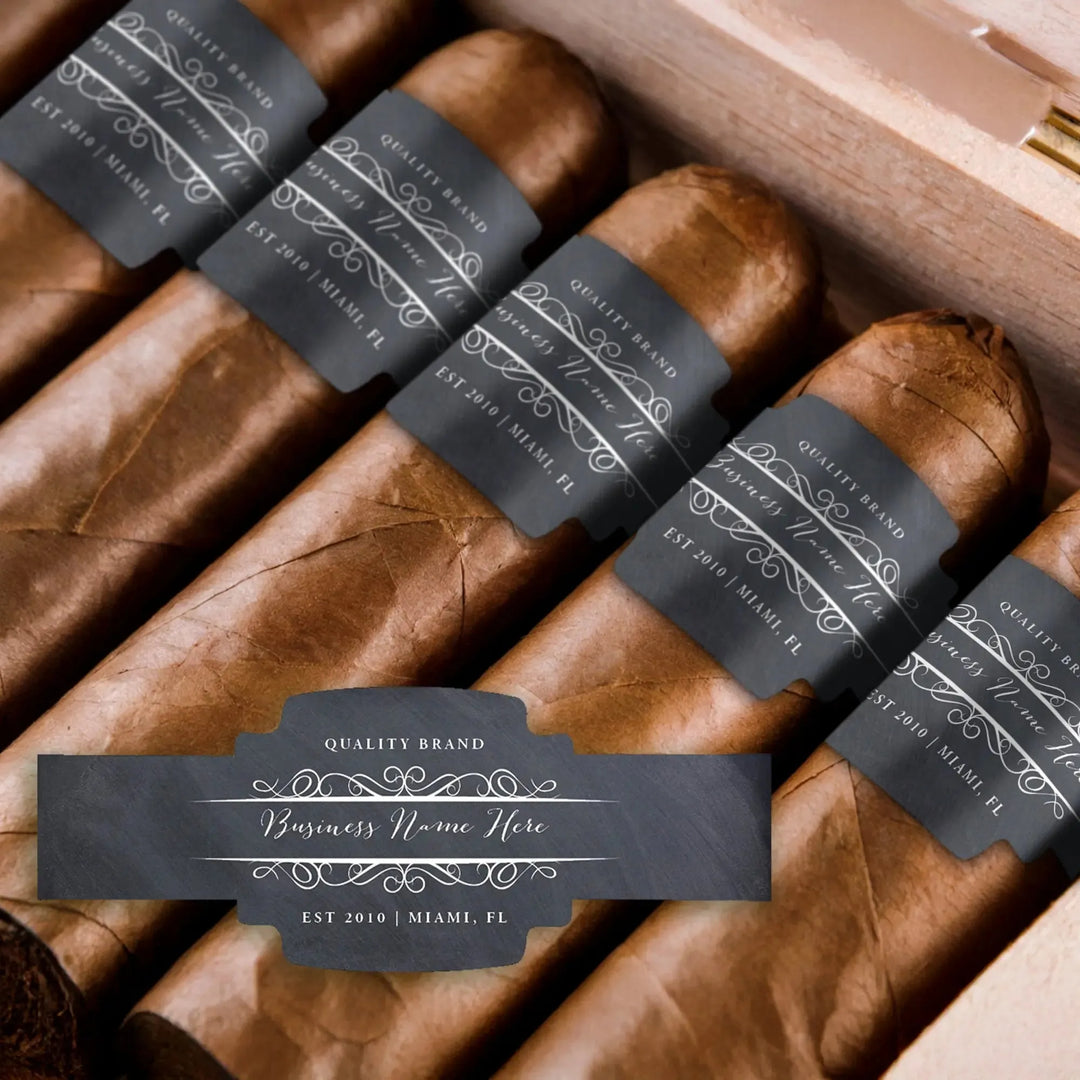 Chalkboard Fancy Script Business Cigar Bands - iCustomLabel