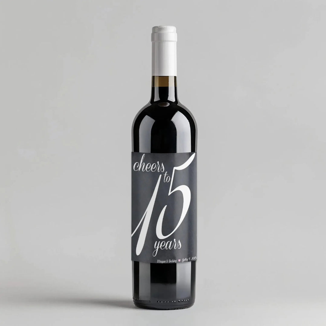 Chalkboard Fifteenth Anniversary Script Wine Label - iCustomLabel