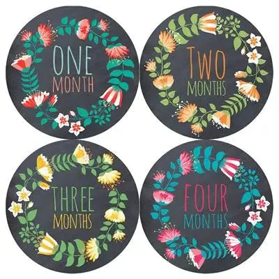 Chalkboard Flower Frame Baby Month Stickers - iCustomLabel