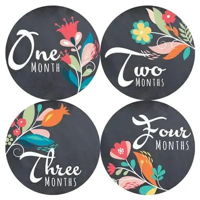 Chalkboard Flowers Baby Month Stickers - iCustomLabel