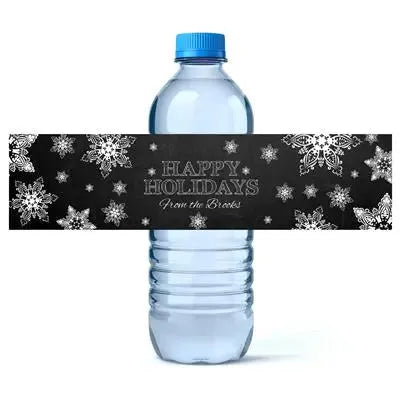 Chalkboard Snowflakes Water Bottle Labels - iCustomLabel