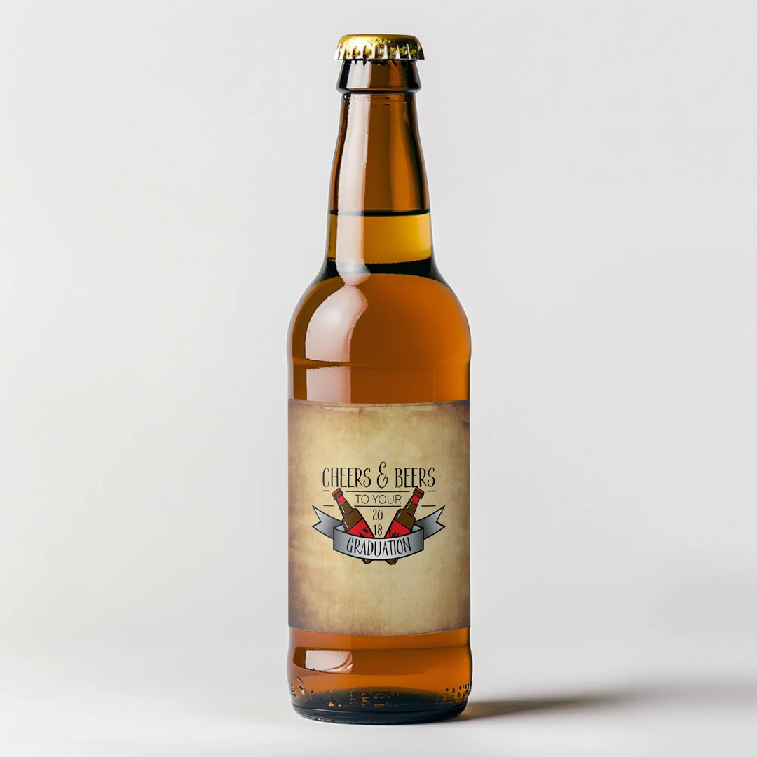 Cheers Banner Graduation Beer Label - iCustomLabel