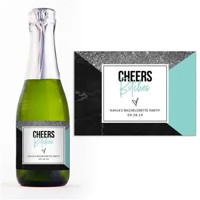 Cheers Bitches Mini Champagne Split Label - iCustomLabel