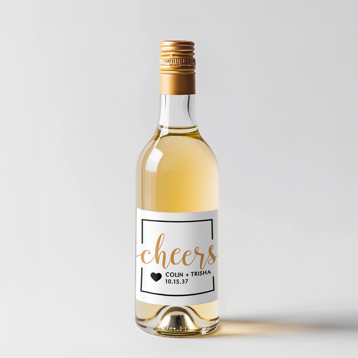 White Cheers Mini Wine Label