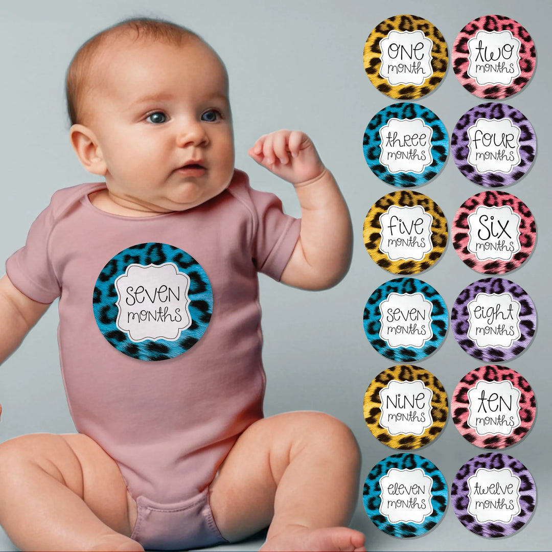 Cheetah Print Baby Month Stickers - iCustomLabel