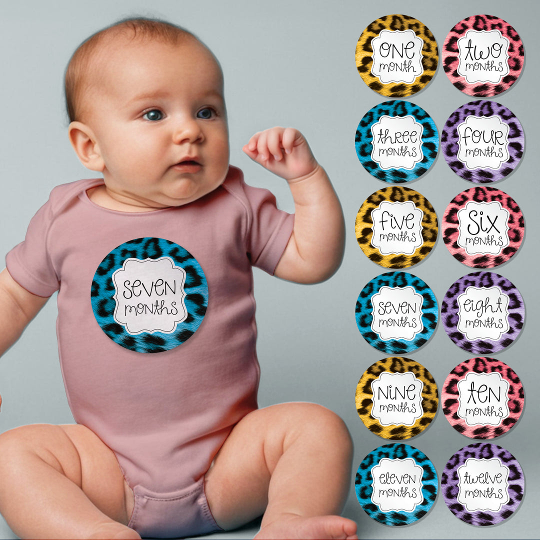 Cheetah Print Baby Month Stickers - iCustomLabel