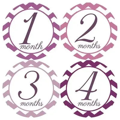 Chevron Purple Baby Month Stickers - iCustomLabel