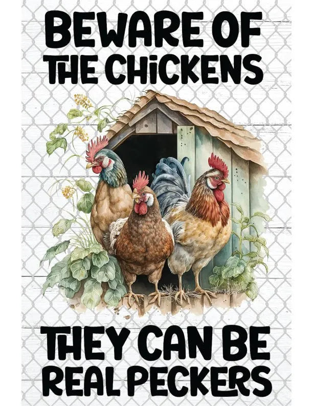 Chicken Peckers Metal Garden Flag - iCustomLabel