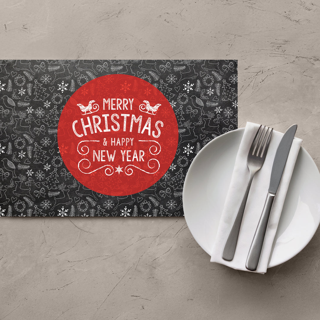 Christmas Chalkboard Pattern Placemats - iCustomLabel