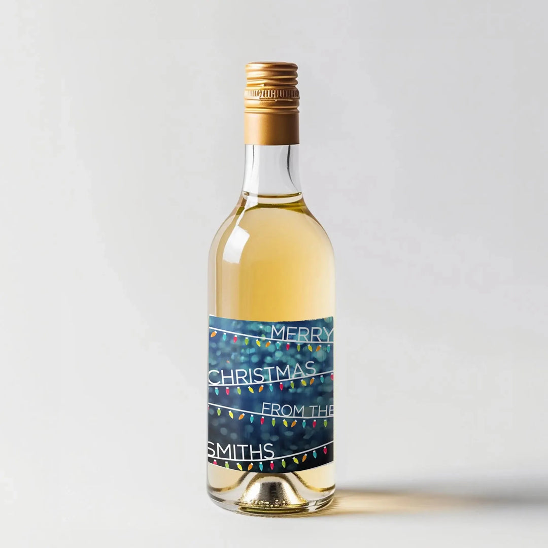 Christmas Lights Mini Wine Label - iCustomLabel