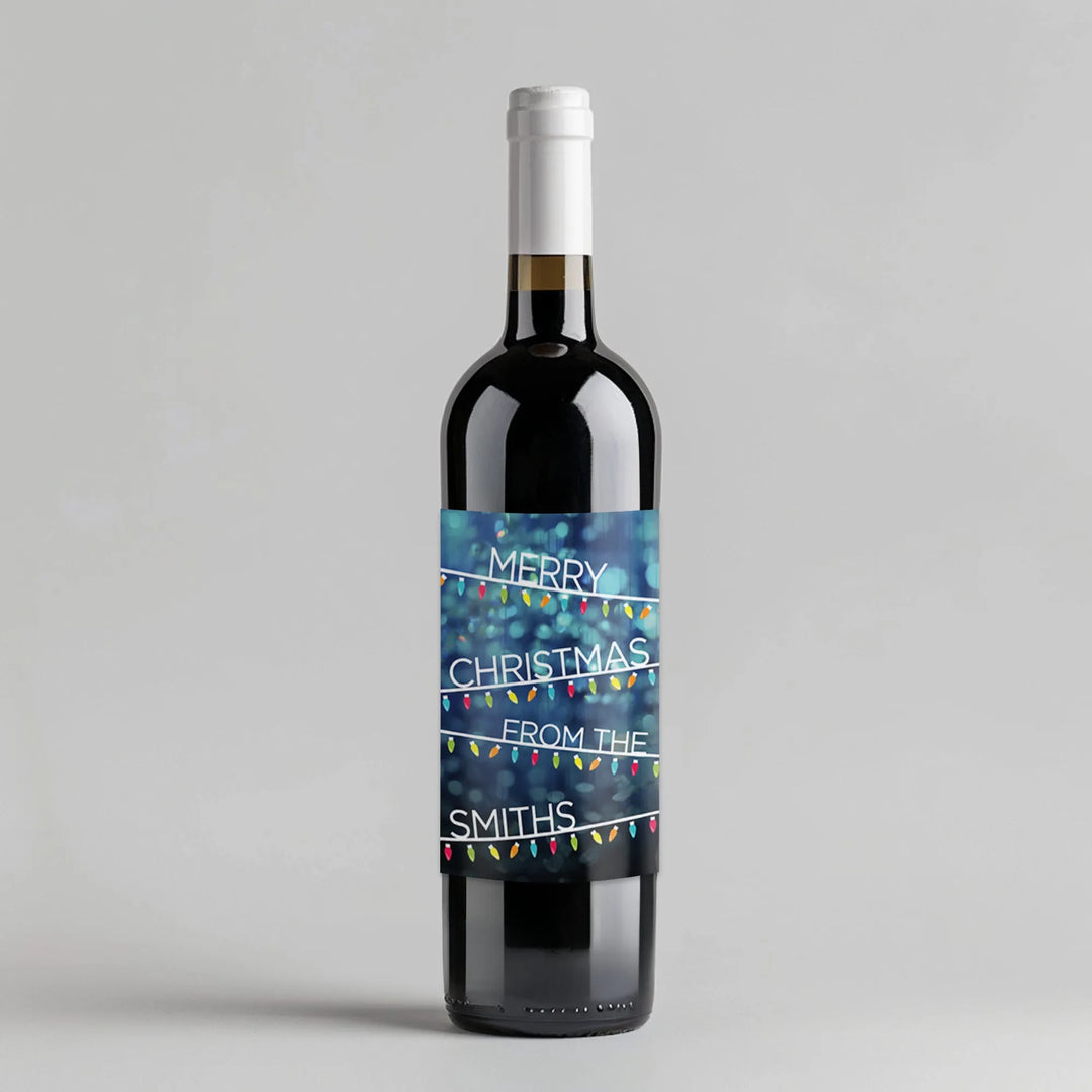 Christmas Lights Wine Label - iCustomLabel