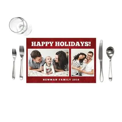 Christmas Photo Red Background Placemats - iCustomLabel