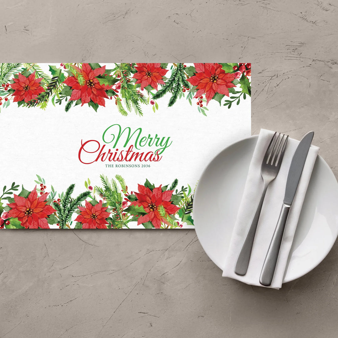 Christmas Poinsettia Placemats - iCustomLabel