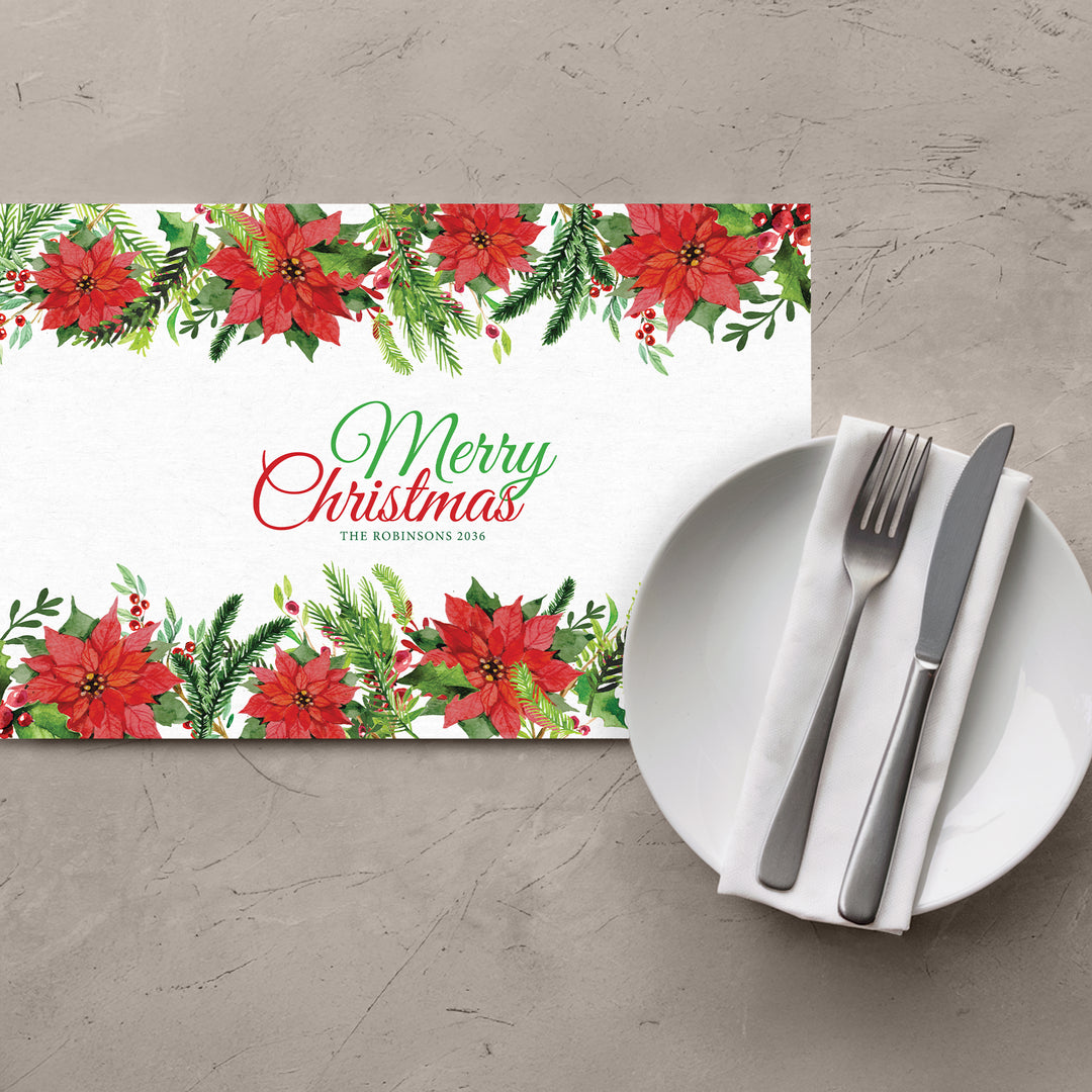 Christmas Poinsettia Placemats - iCustomLabel