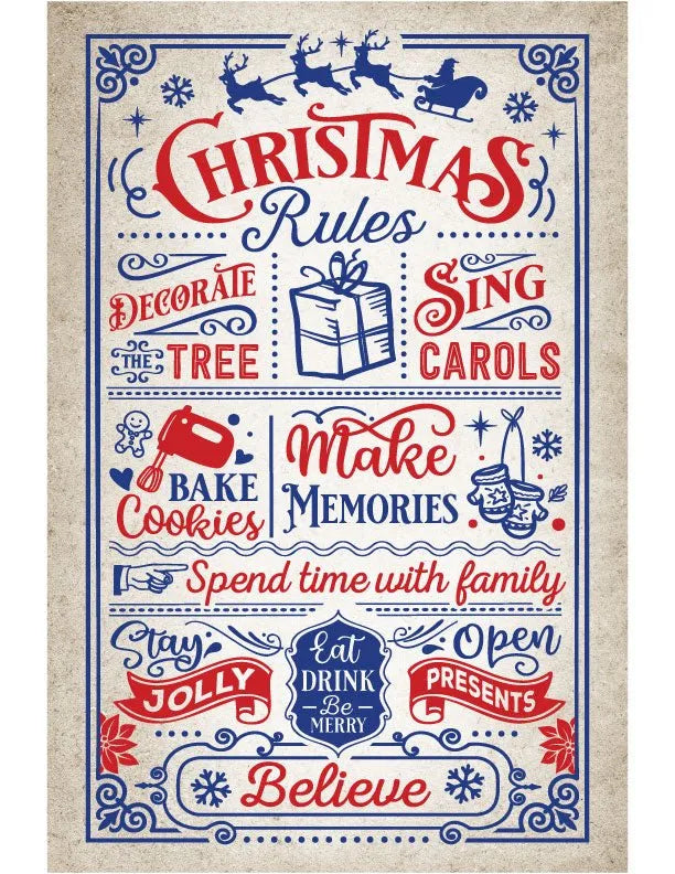 Christmas Rules Metal Sign - iCustomLabel