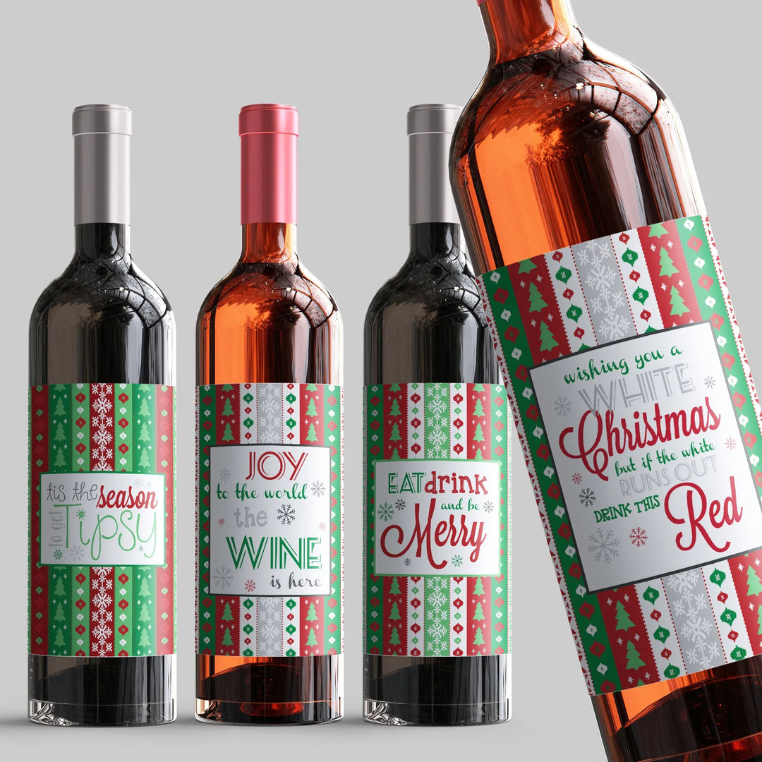 Christmas Sweater Wine Label Set - iCustomLabel