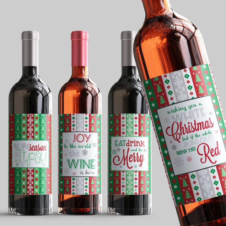 Christmas Sweater Wine Label Set - iCustomLabel