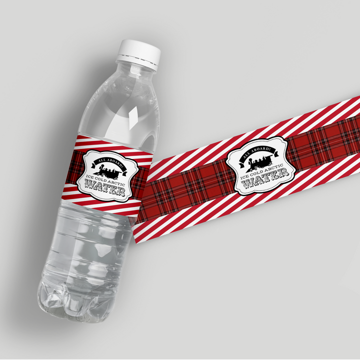Christmas Train Water Bottle Labels