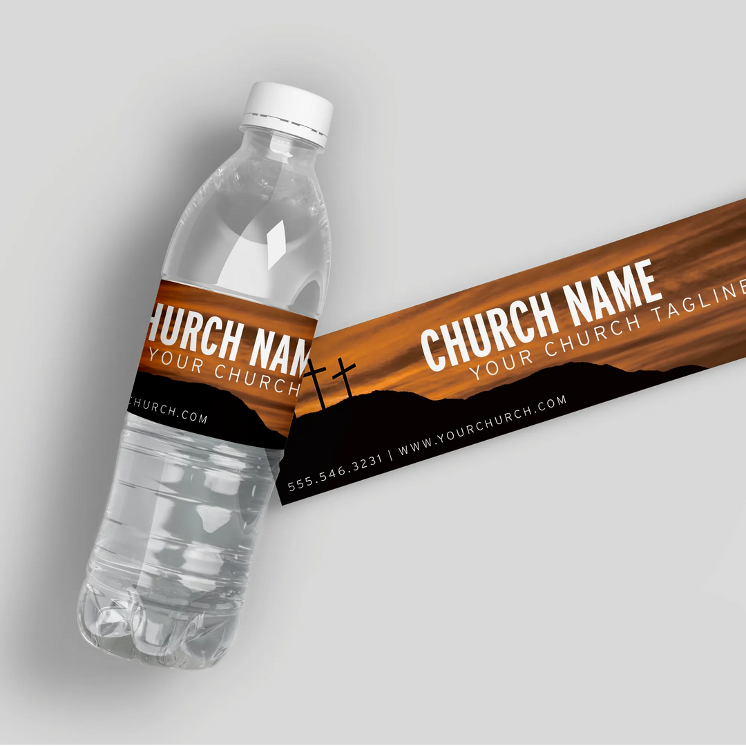 Church Cross Water Bottle Labels - iCustomLabel