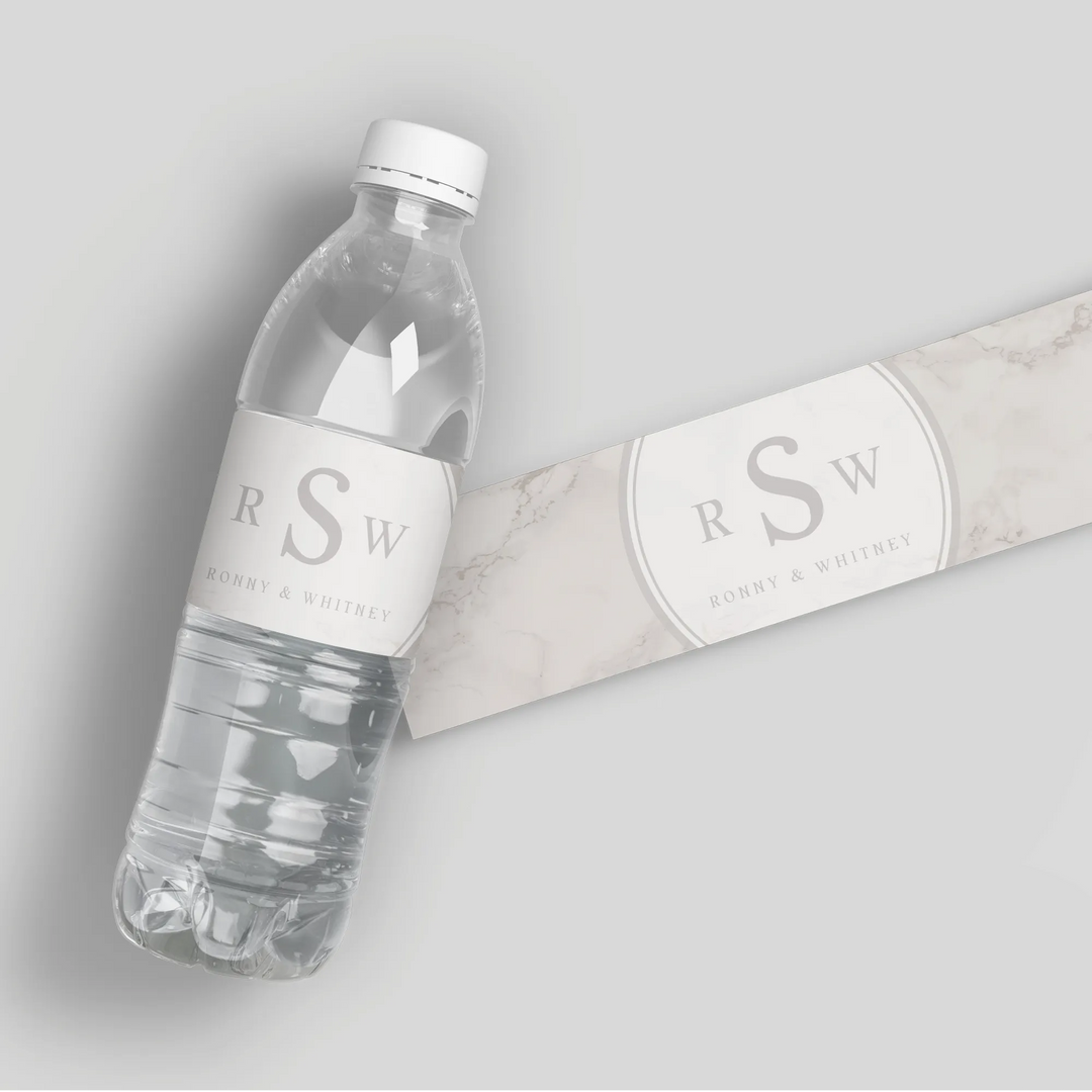 Circle Initials Monogram Water Bottle Labels - iCustomLabel