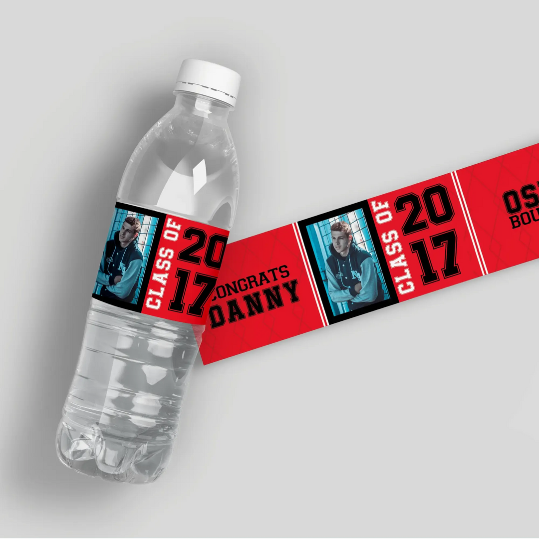 Class Of 2024 Graduation Water Bottle Labels – 10 Pack, Black & Gold Theme