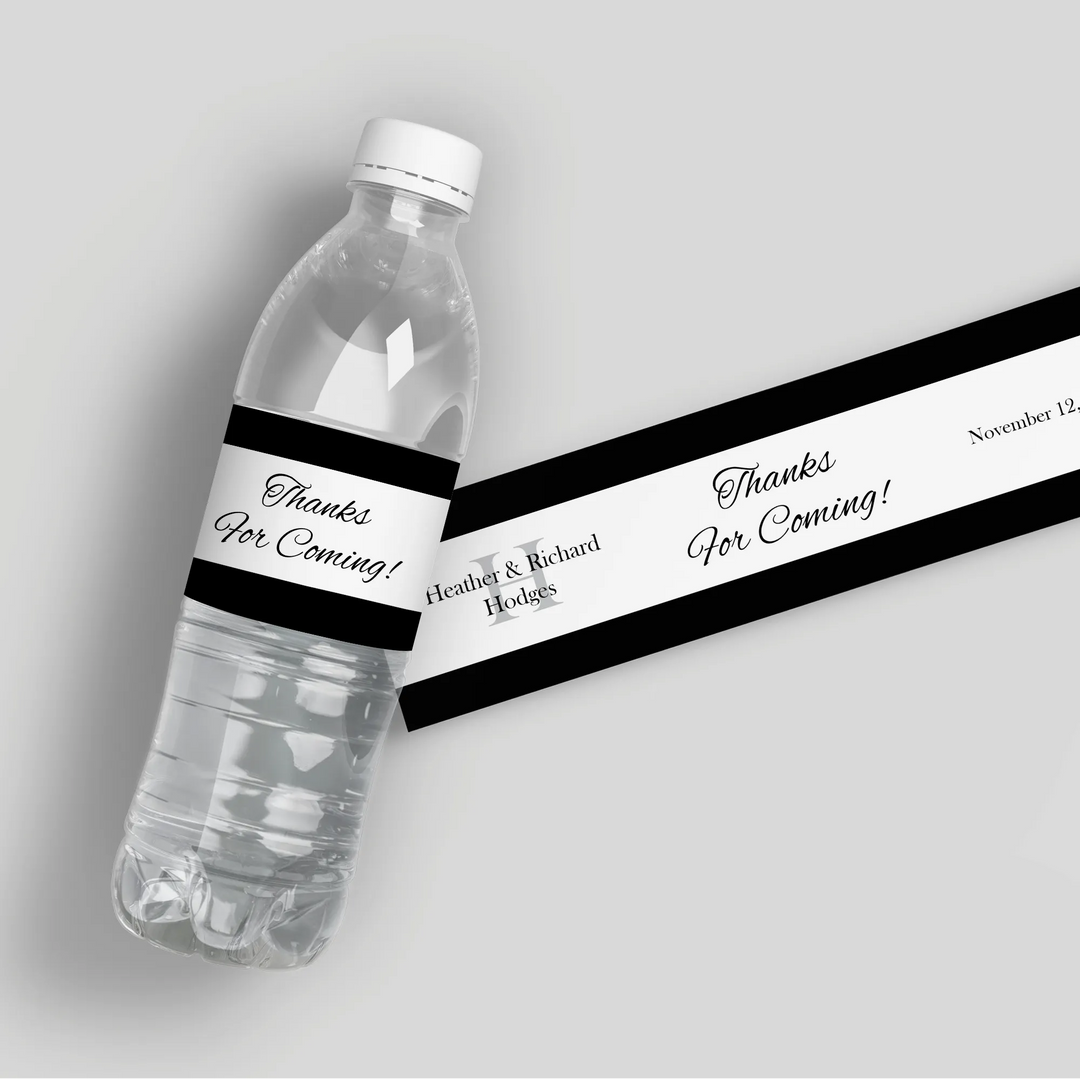 Classic Thanks Wedding Water Bottle Labels - iCustomLabel