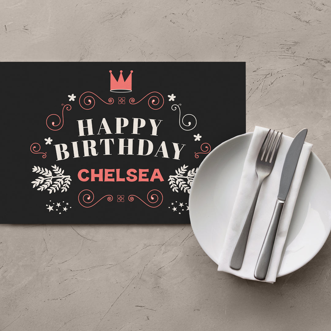 Classy Black Birthday Placemats - iCustomLabel