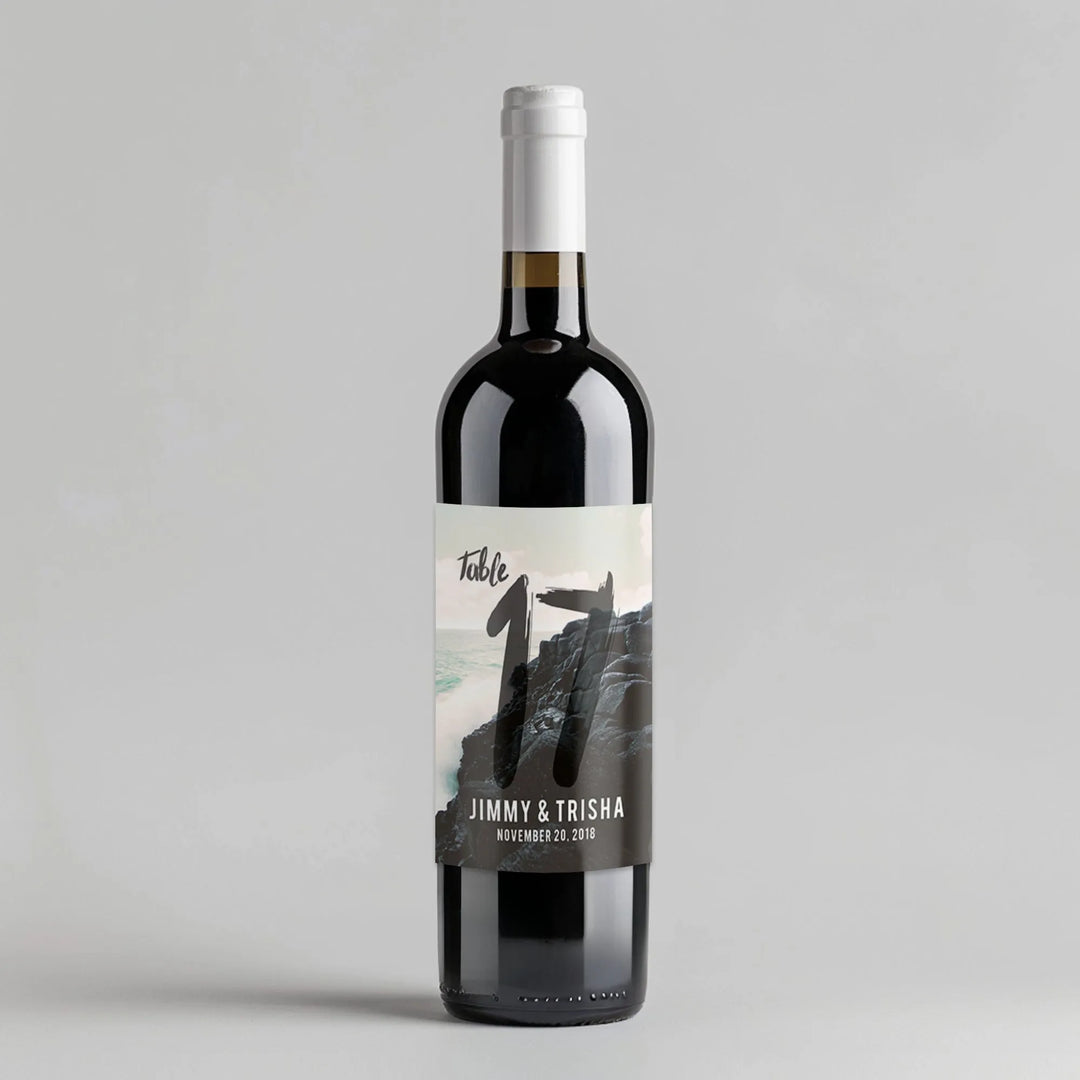 Cliff Waves Table Number Wine Label - iCustomLabel