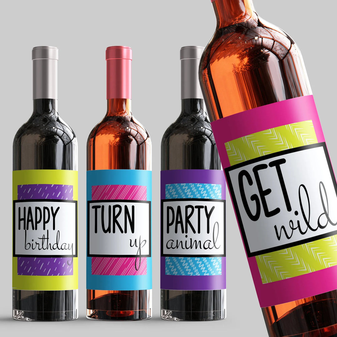 Colorful Birthday Wine Label Set - iCustomLabel