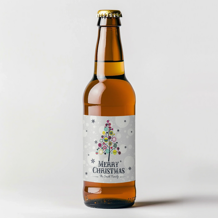 Colorful Christmas Tree Beer Label