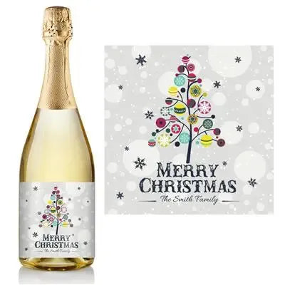 Colorful Christmas Tree Champagne Label - iCustomLabel