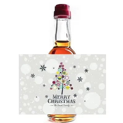 Colorful Christmas Tree Mini Liquor Label - iCustomLabel