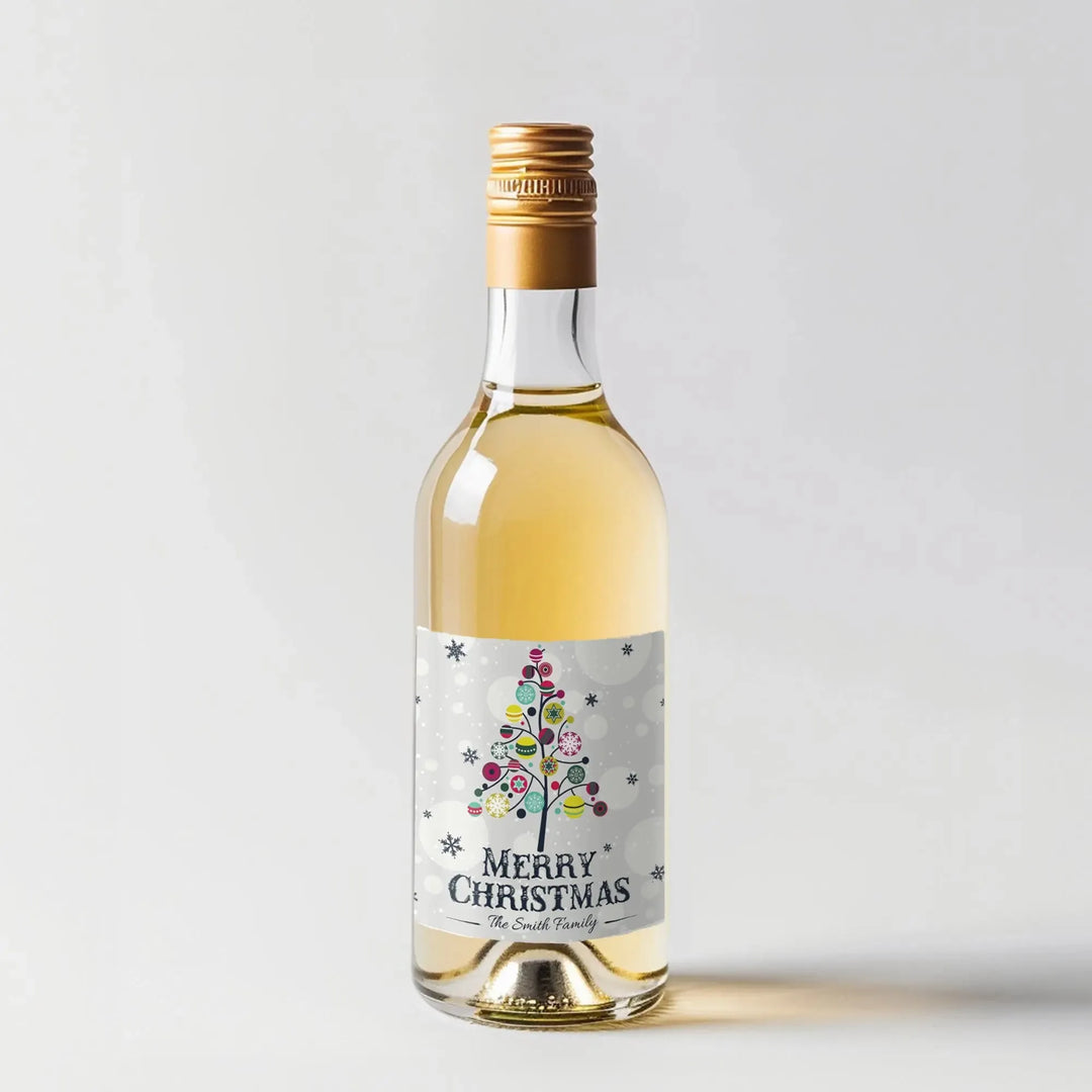 Colorful Christmas Tree Mini Wine Label - iCustomLabel