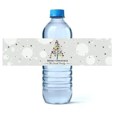 Colorful Christmas Tree Water Bottle Labels - iCustomLabel