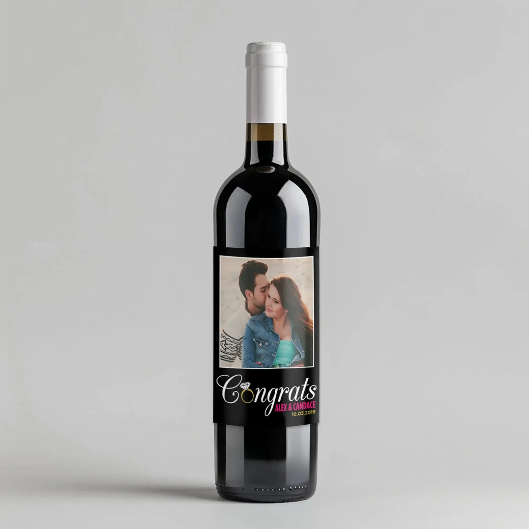 Congrats Ring Wedding Wine Label - iCustomLabel