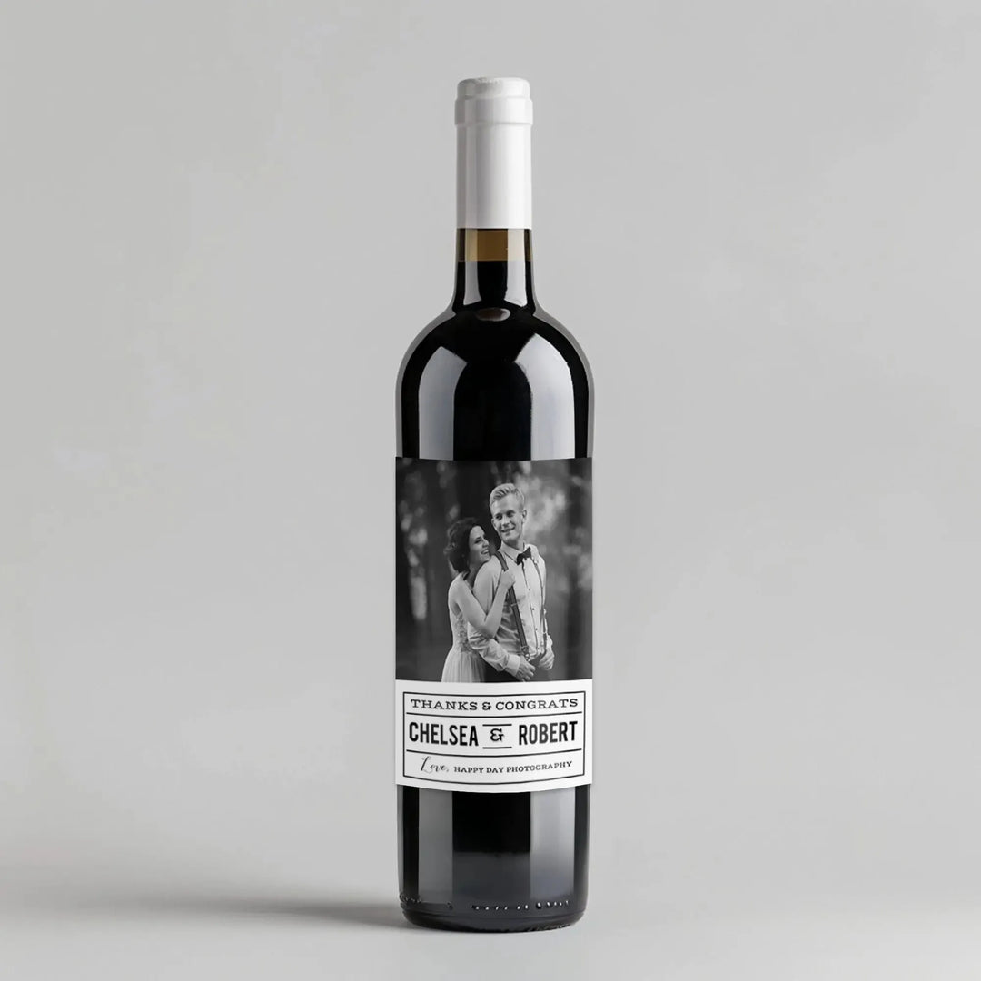 Congrats Thanks White Box Wine Label - iCustomLabel