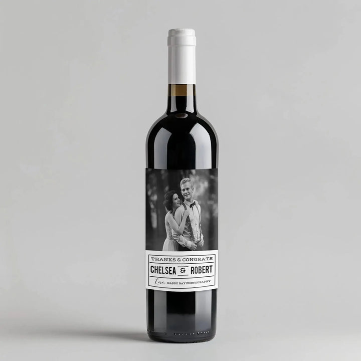 Congrats Thanks White Box Wine Label - iCustomLabel