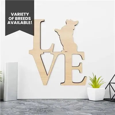 Corgi Dog Wood Love Sign - iCustomLabel