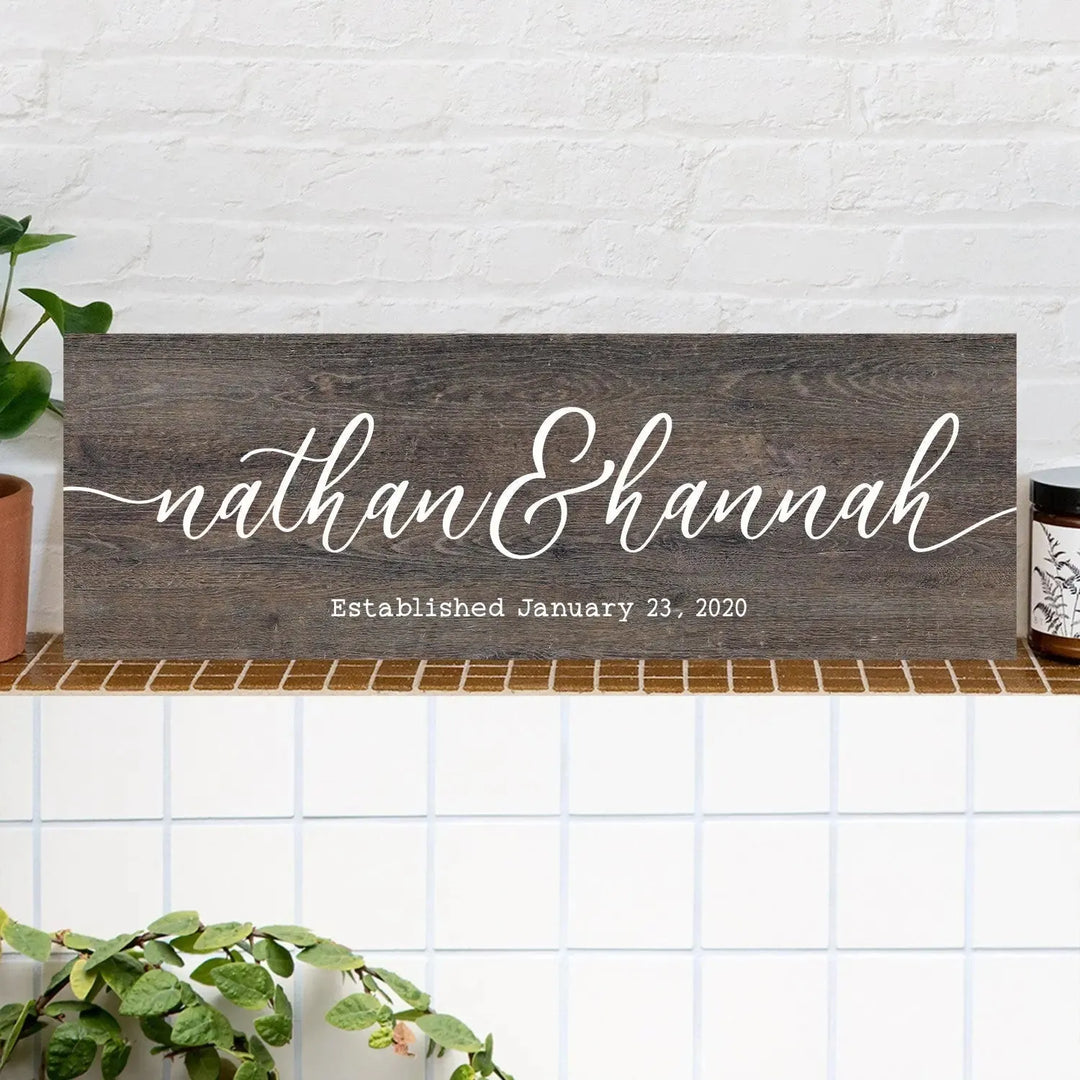 Couples Names Wood Sign - iCustomLabel